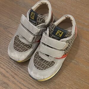 Authentic Fendi Toddler Shoes Size 25 Logo Print Velcro